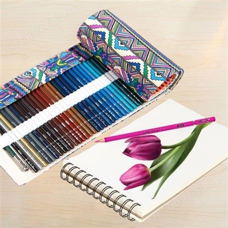 H&B72色彩绘画套装专业美术油性画笔卷帘袋彩色铅笔工具包